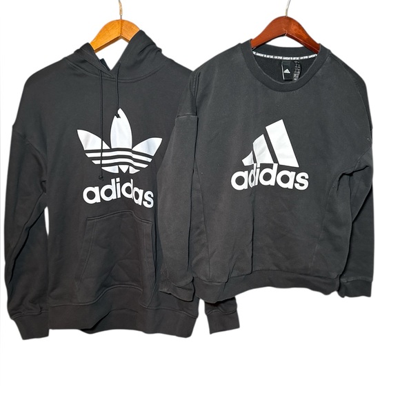 Adidas Hoodie & Sweatshirt Bundle Lot of 2 Men's Medium Pull Over Big Logo - Picture 1 of 10